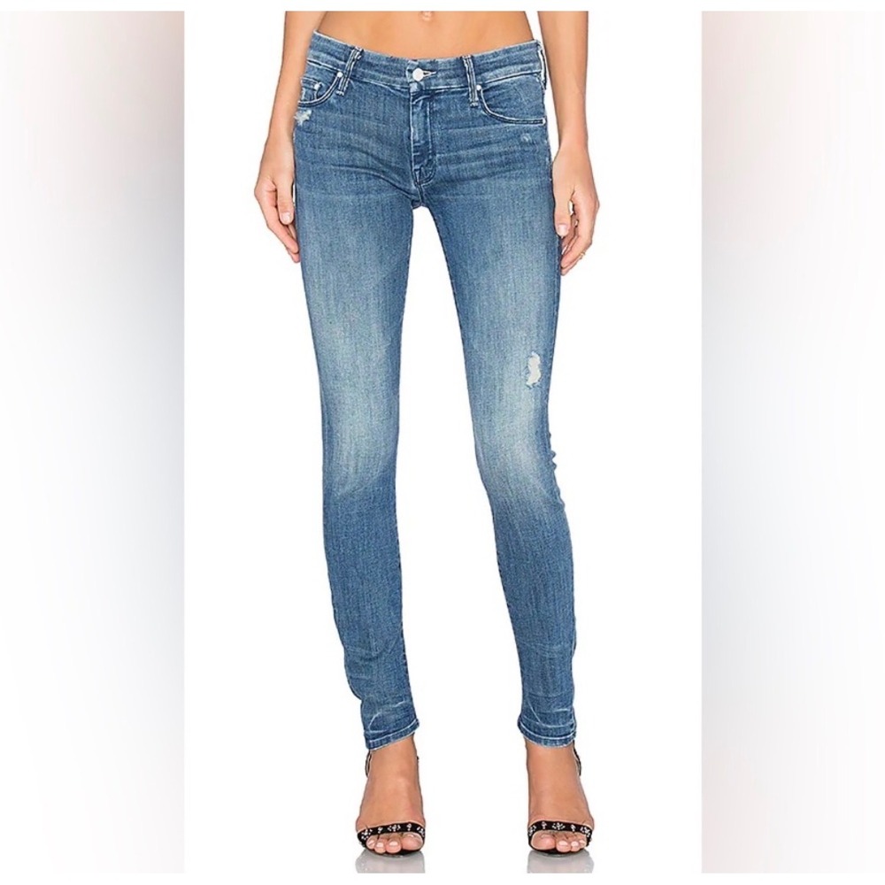 MOTHER The Looker Crop Blue Jeans Preppy Boho in Graffiti 26